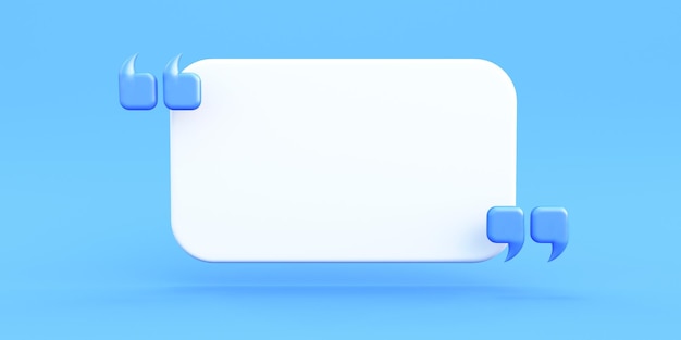 quote frame in blue background 3d render