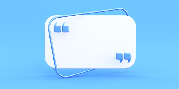 Photo quote frame in blue background 3d render