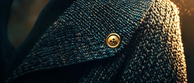 quotelegant goldbutton sweater draped over shouldersquot