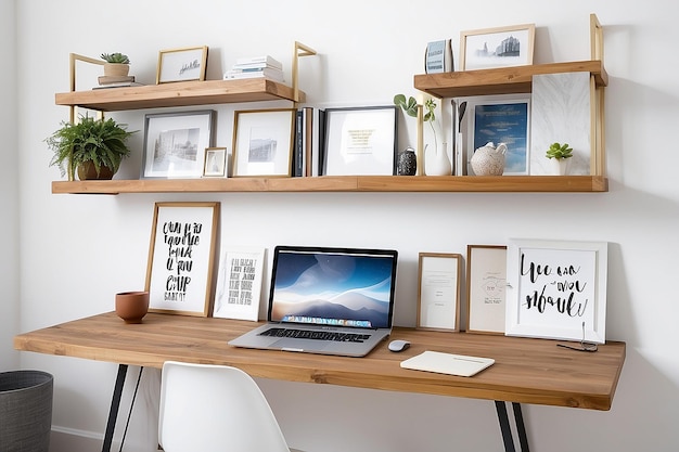 Photo quotes in the cloud floating shelf desk and motivational gallery