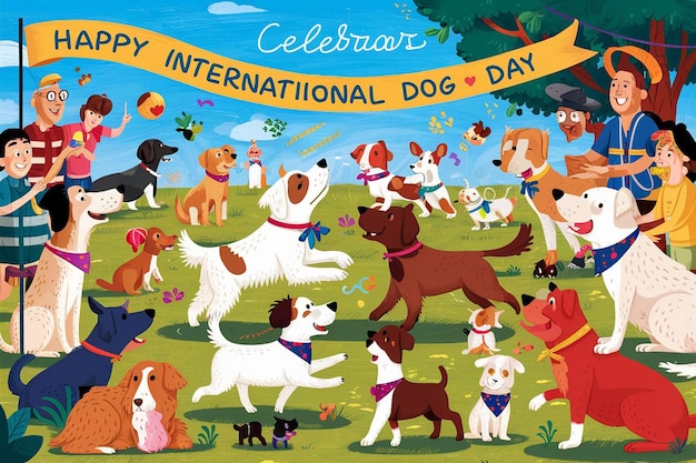 散歩からお子まで最高の犬の日を祝う