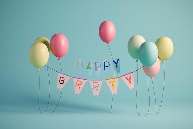 quotHappy Birthday Written in 3D Letters on a Banner Trailquot