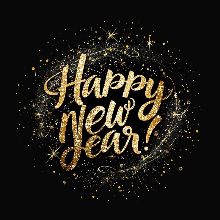 Photo quothappy new yearquot in golden glitter on black background