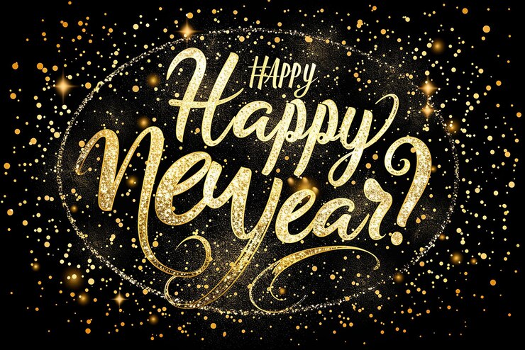 Photo quothappy new yearquot in golden glitter on black background