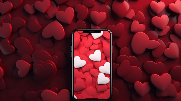 quotLove in Pixels Smartphone Mockup with Red Heartsquot AI