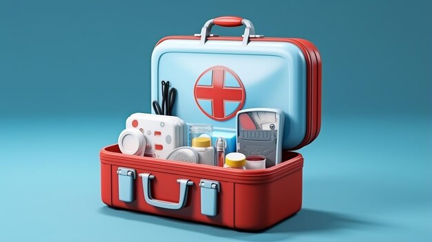 quotMedical Equipment First Aid Kit in 3D Cartoon Stylequot