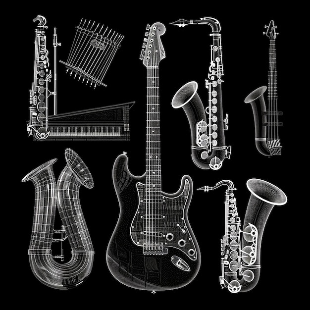 quotMonochrome Dot Display of Musical Instrumentsquot
