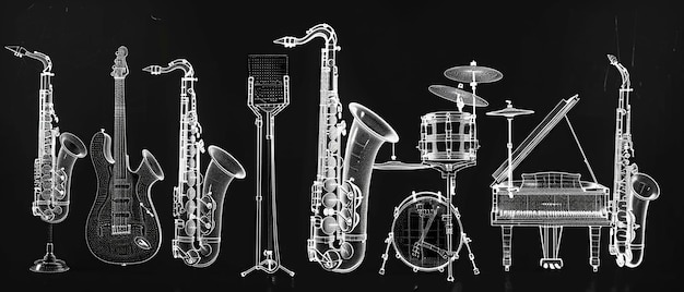 quotMonochrome Dot Display of Musical Instrumentsquot
