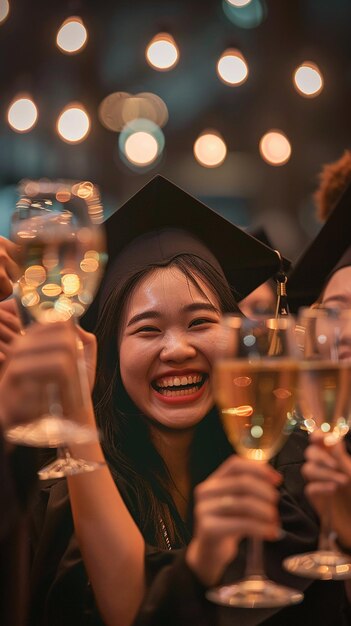 Photo quotmultinational graduates toasting drinks in ecstasyquot