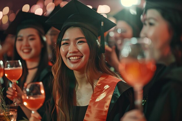 Photo quotmultinational graduates toasting drinks in ecstasyquot