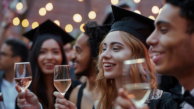 Photo quotmultinational graduates toasting drinks in ecstasyquot