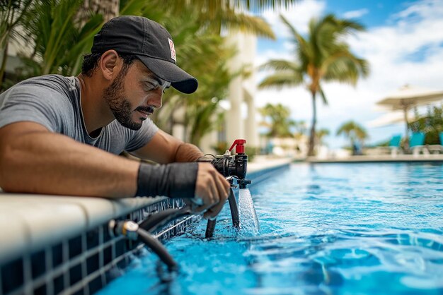 quotPlumber Repairing Resort Pools Plumbing Systemquot