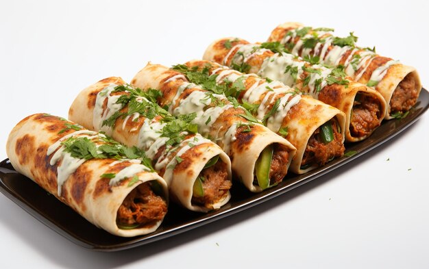 quotSeekh Kebab Rolls on a White Backgroundquot