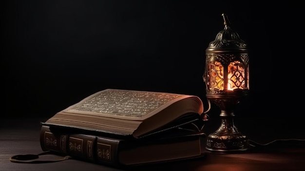 Quran Holy Book on Dark Background