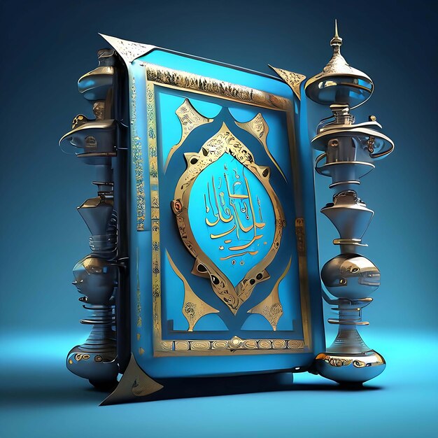 Quranmuslim holy book placed on steampunk