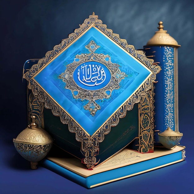 QuranMuslim holy book placed on steampunk