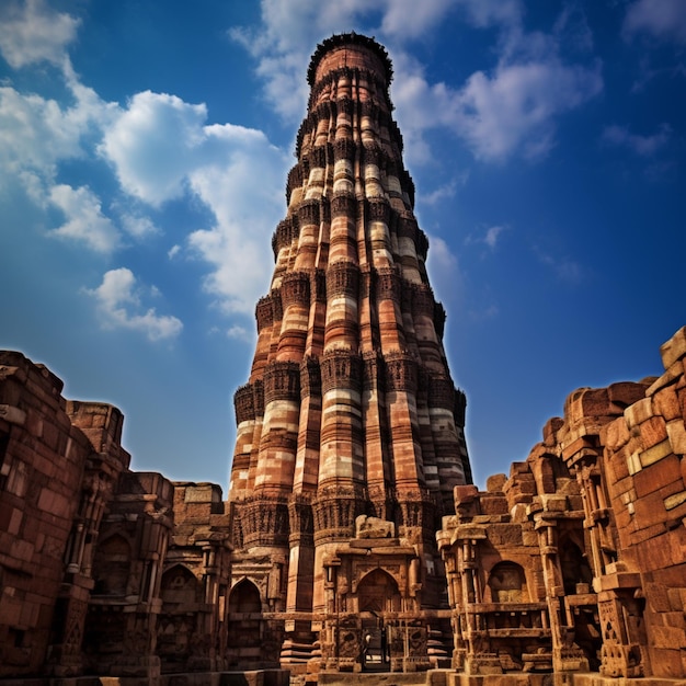 Qutub minar standing tall world india picture AI generated art