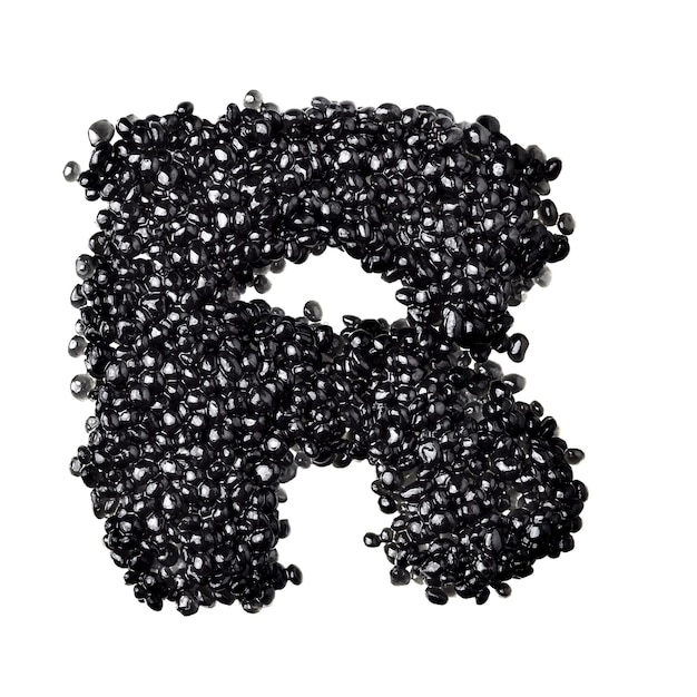 R - Alphabet made from black caviar