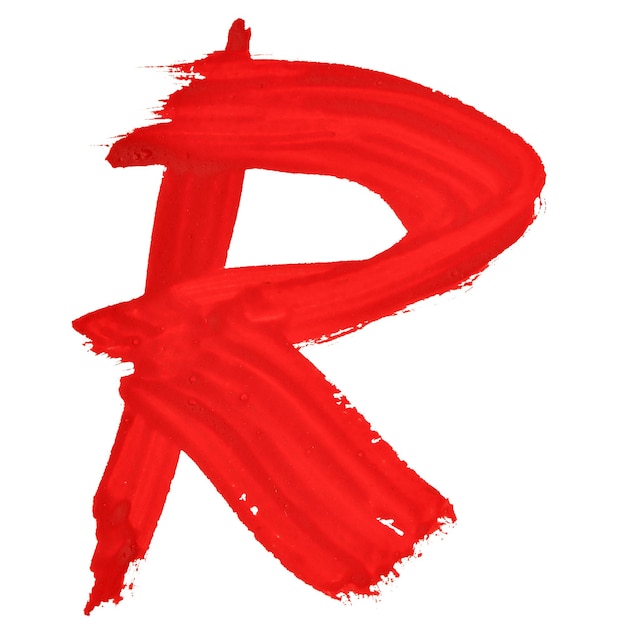 R - Rode handgeschreven letters op witte achtergrond