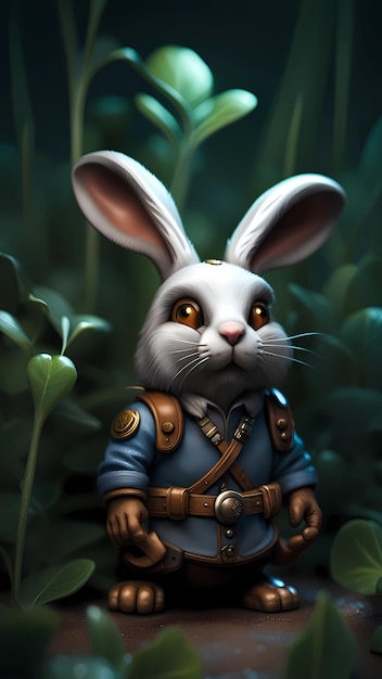 Rabbit 3d cartoon character illustration