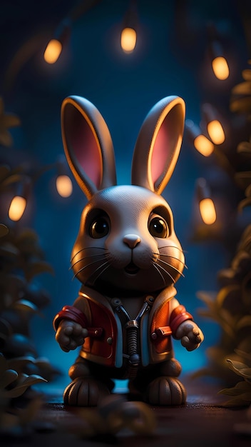 Rabbit 3d cartoon character illustration