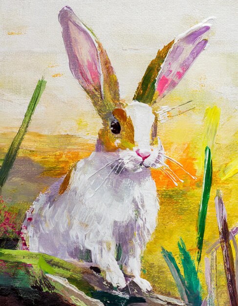 Foto pittura d'arte astratta del coniglio