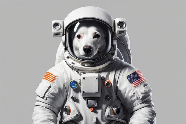 rabbit astronaut in gray isolated background illustration