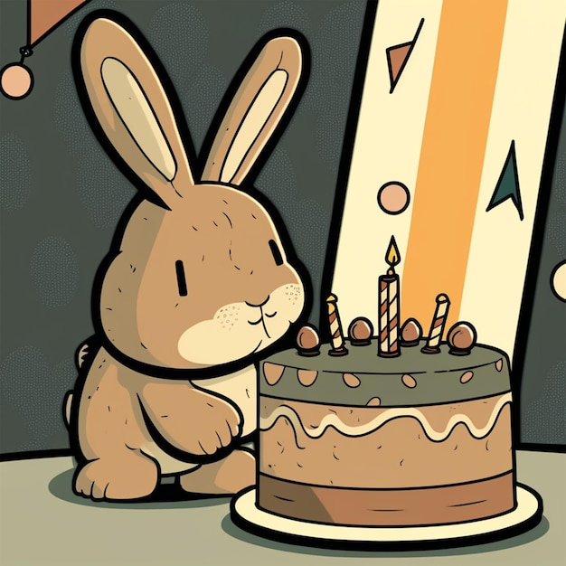 Rabbit Birthday Vector Illustration