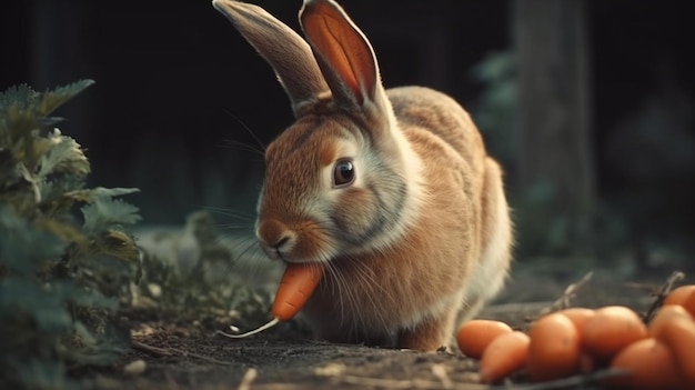 Rabbit and carrot Generative Ai