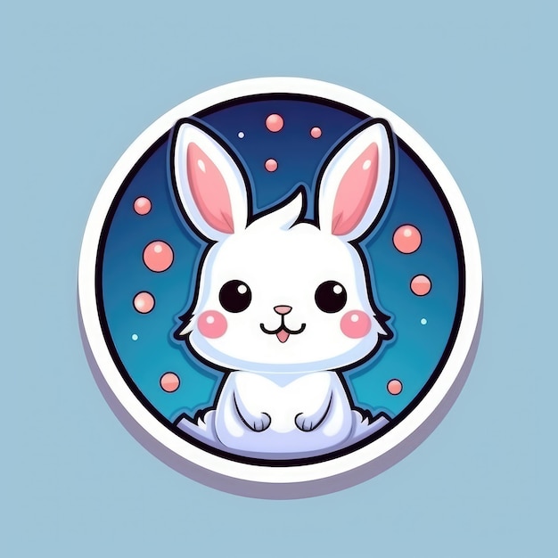 Rabbit cartoon illustration sticker on a white background generative ai