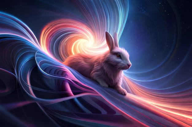 Photo a rabbit on a colorful background