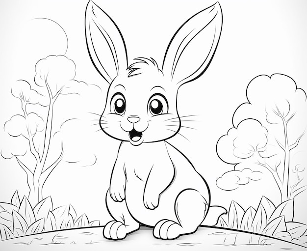 Rabbit coloring page for kids