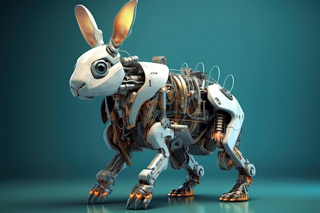 Rabbit cyborg animal illustration generative ai