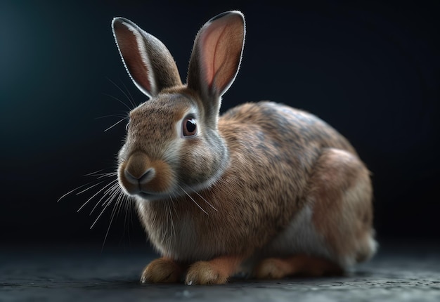 A rabbit in a dark forest with a dark background