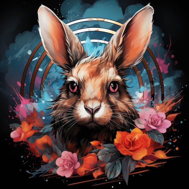 rabbit design graphic for tshirt