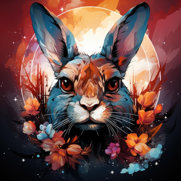 rabbit design graphic for tshirt