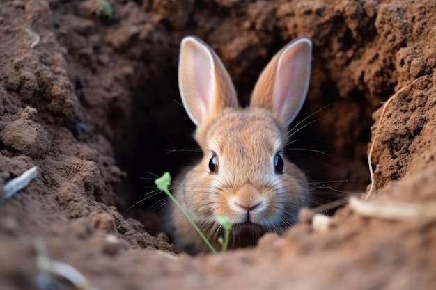 Rabbit Digs a Burrow in the Earth