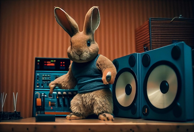 Rabbit DJ at the party Generate Ai