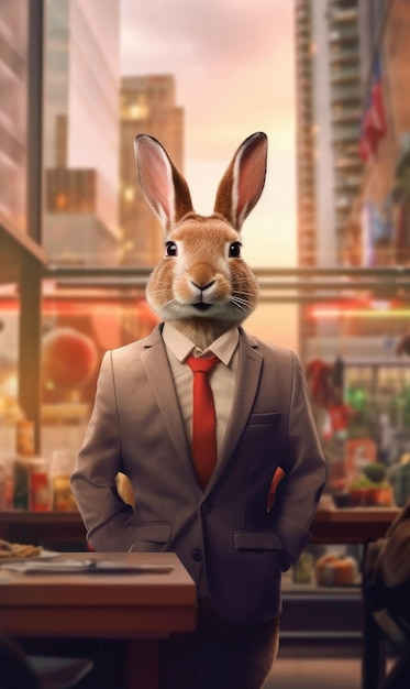 Rabbit dressed in a suit like a businessman generative AI