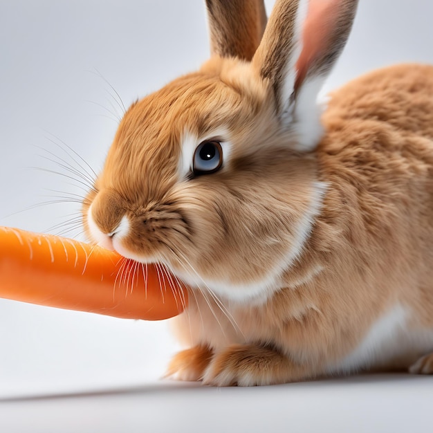 Rabbit eating carrot