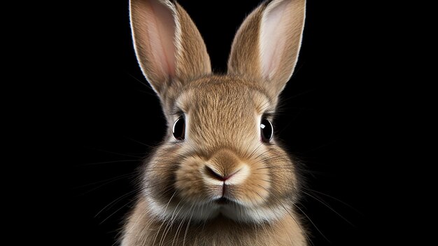 透明な背景で撮影したウサギの顔