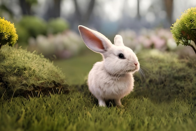 A rabbit in a field of grass