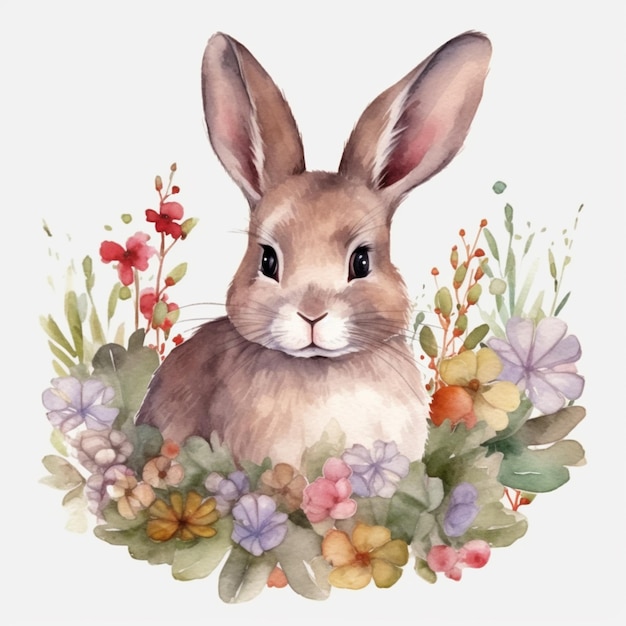 Rabbit in a flower bed