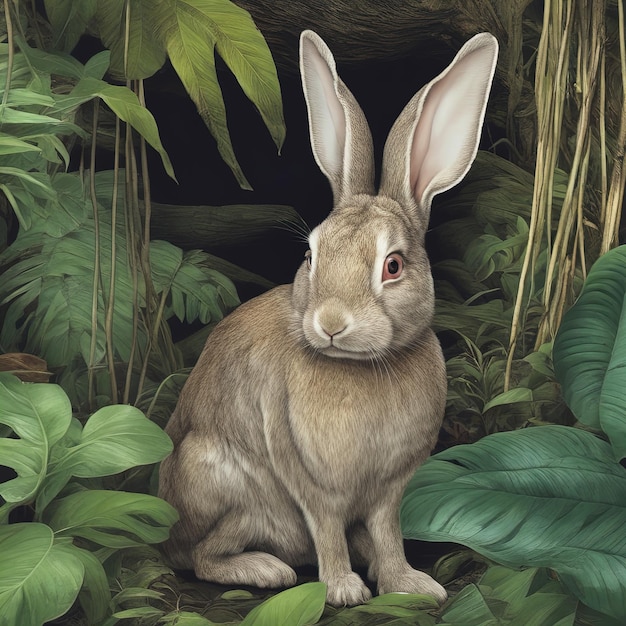 кролик в лесу 3d иллюстрациякролик в лесу 3d иллюстрация3 d иллюстрация милая