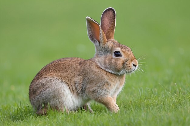 Rabbit on grass field spring