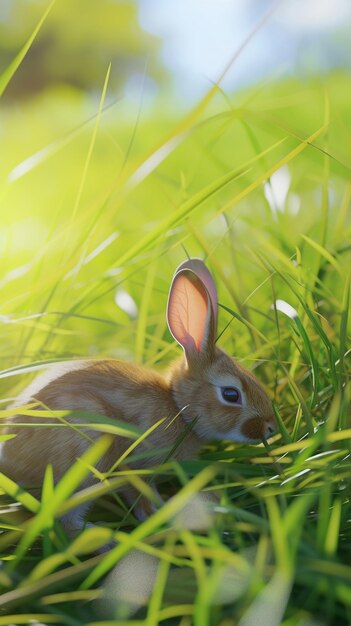 Photo rabbit in the grass hd 8k