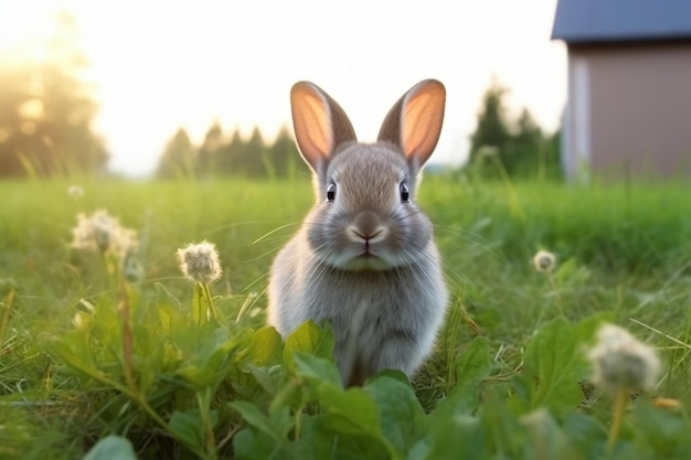 草の中のウサギ