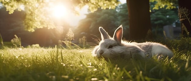 Photo rabbit on the grass