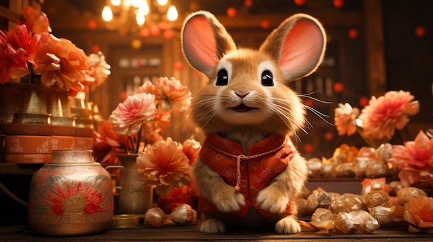 Фото Поздравление кролика с китайским новым годом