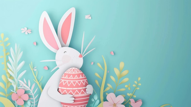 Кролик с яйцом и цветом в творческом искусстве на пасхальном мероприятии